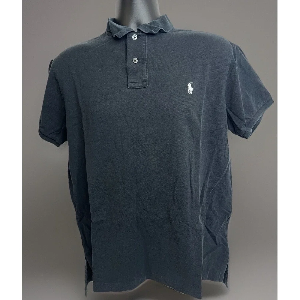 Polo Ralph Lauren‎ Men's Large Shirt Short-sleeve Pima Stretch Mesh Black